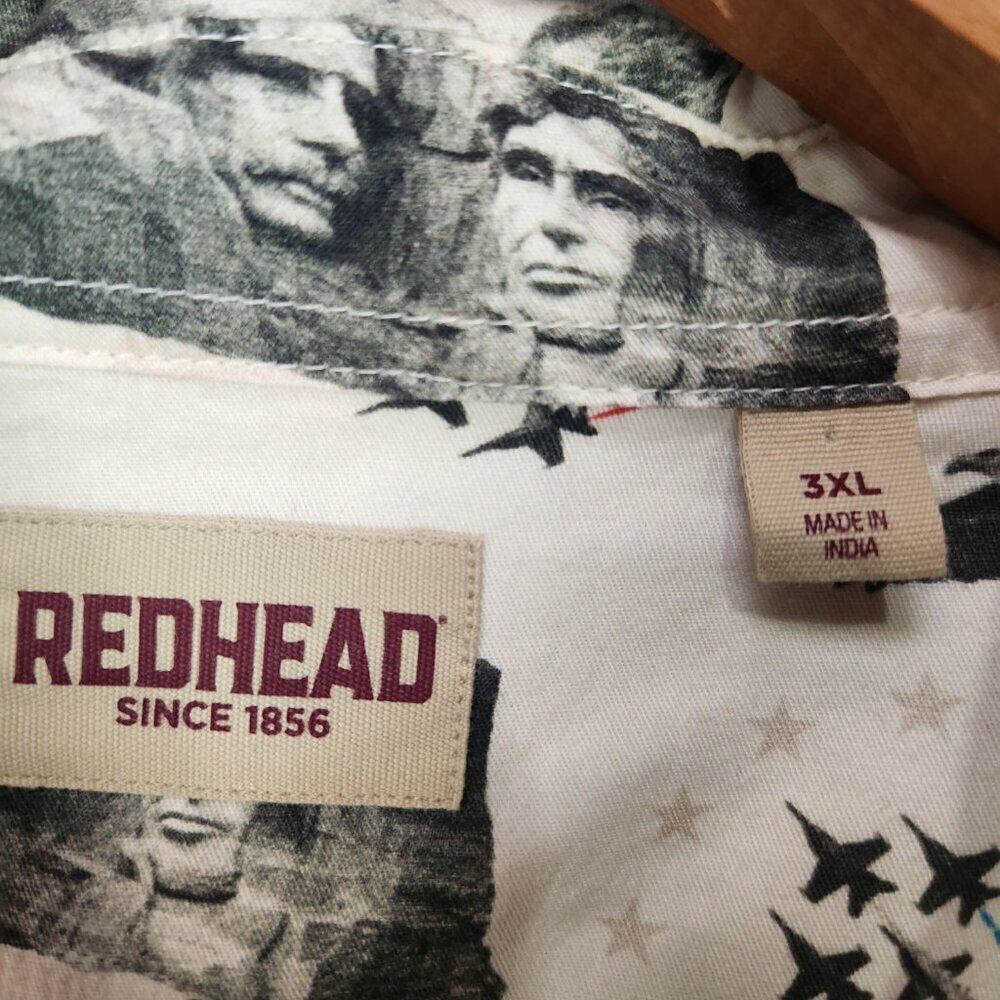 Redhead Patriotic Button Up Shirt Men's 3XL Mount Rushmore Eagles Jets Capitol - Picture 4 of 7